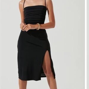 Astr Black Sheath Midi Dress Spaghetti Strap